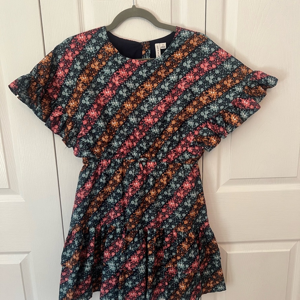 Janie and Jack Floral Kids Dress - Navy, Pink, Orange, Teal